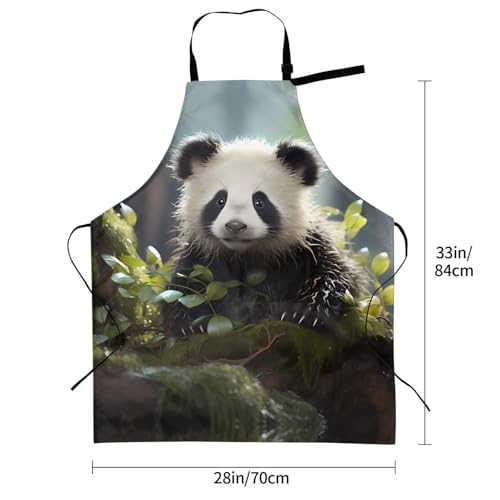 Prancing Brown Horse Heavy Duty Waterproof Apron with Pockets for AdultsResistant Grilling, Gardening, Painting - color: Panda Cubs in the Forest