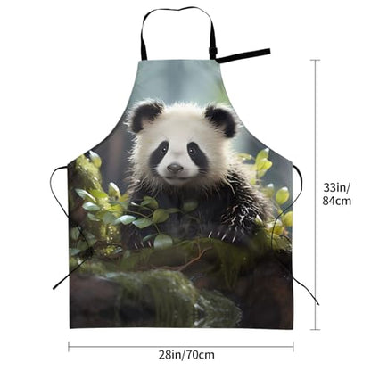 Prancing Brown Horse Heavy Duty Waterproof Apron with Pockets for AdultsResistant Grilling, Gardening, Painting - color: Panda Cubs in the Forest