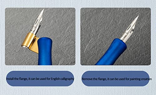 XIAOYU Oblique Calligraphy Dip Pen Comic Pen Set Include 2-in-1 Calligraphy Oblique or Straight Penholder with 5 Pieces Replacement Nibs, Blue - color: Blue