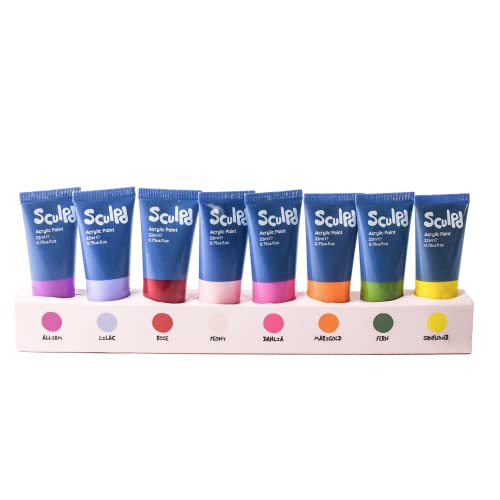 Sculpd Acrylic Paint Set, 8 x 22ml Tubes of Premium Coloured Acrylic, Heavy Body & Vibrant Colours, Paint on Air Dry Clay, Canvas, Ceramic, Fabric, Wood & More, Floral Tones - color: Floral Tones