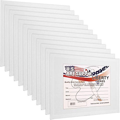 U.S. Art Supply 11 X 14 Inch Art Canvas Board Panels 12 Pack - 8 Ounce Heavyweight Cotton Acid Free Canvases for Painting Acrylics and Watercolor (1 Case of 12 Single Canvas Painting Panels) - size: 11" x 14"