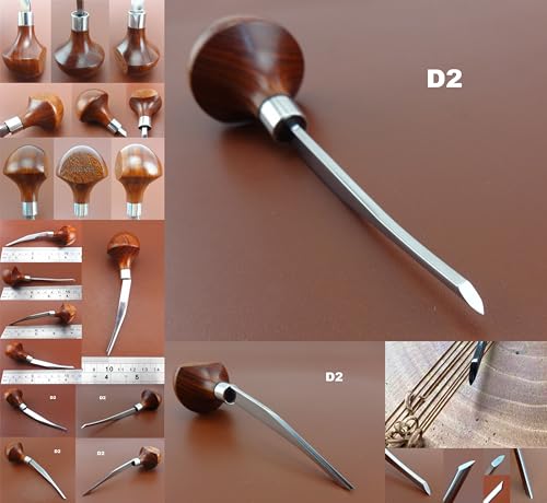 2pcs D1-2mm/D2 Printmaking Woodcut Copperplate Etching Carving Digging Away Push Out Line Stippling Tint Angle Gravers Scorpers Burins Knife Tools Set