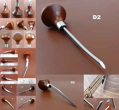 2pcs D1-2mm/D2 Printmaking Woodcut Copperplate Etching Carving Digging Away Push Out Line Stippling Tint Angle Gravers Scorpers Burins Knife Tools Set