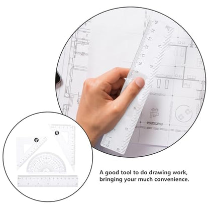 Artibetter Design Drawing Tools Math Ruler Tool Set with 15cm Triangle Ruler and Compass, 20pcs Drafting Supplies for Students and Office Use