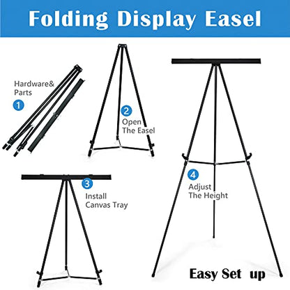 Falling in Art Aluminum Flip Chart Display Easel Stand with Adjustable Floor for Boardroom, Whiteboard, Paper Pads, Signage, 63 1/2'' High, Black,2 Pack - style: Black 2-Pack