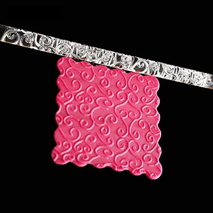 Acrylic Rolling Pin with 28 Patterns, Lightweight 6.3x0.4 Inch Textured Design for Cookie Dough and Pastry (#18) - size: 52008 flower vine