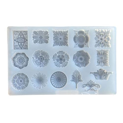 Crystal Epoxy Embossed Flower Pattern Mold Plaster Mold Decoration Silicone Pendant for Craft Silicone Pendant for Resin Casting