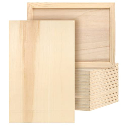 JOIKIT 14 Pack 9 x 12 Inch Wood Canvas Panels, Artist Wooden Canvas Board Unfinished Wood Cradled Painting Panel Boards for Burning, Pouring, String Art, Crafts - size: 9 x 12 inch 14PCS