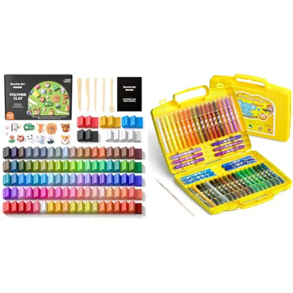 Shuttle Art 117 PCS Small Block Polymer Clay Kit 48 Colors Gel Crayons for Toddlers