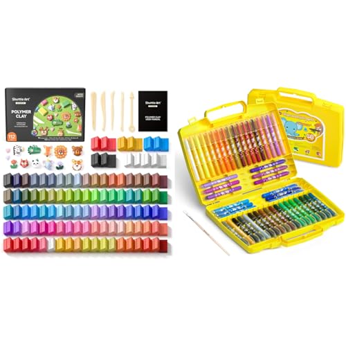 Shuttle Art 117 PCS Small Block Polymer Clay Kit 48 Colors Gel Crayons for Toddlers