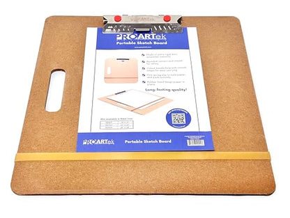 Proartek Drafting PK00026 Model SB1516 SB Series 15" x 16" Artist Sketch Board, Brown; 4mm Tempered Masonite; Constructed with a Cutout Handle; Smooth Edges; Firm Spring Clips; Rubber Band Included - size: 15" x 16"