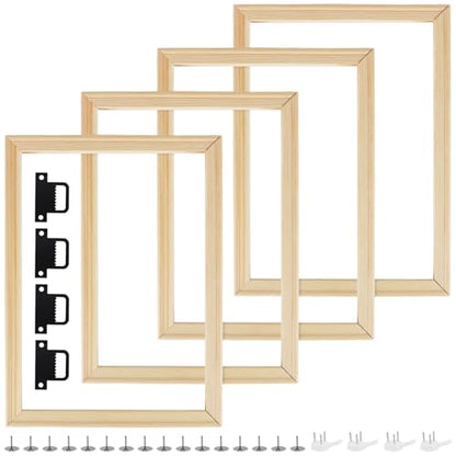 4 Pack 12x16 Inch DIY Wood Canvas Stretcher Bars, Removable Canvas Wood Frame Kits for Painting, Embroidery, Needlepoint Arts Craft