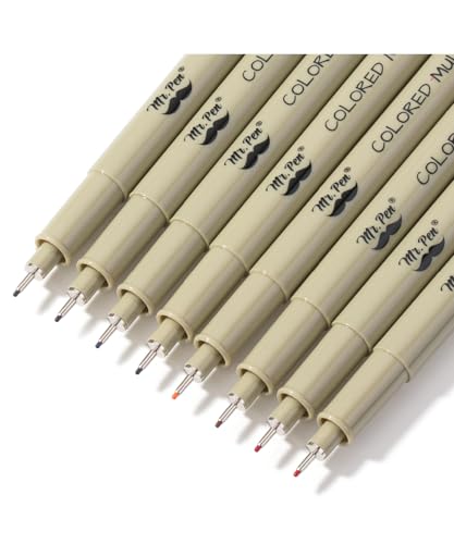 Mr. Pen- 0.45mm Micro Fine Point Pens, 8 Pack, Colorful Ink, Waterproof | Acid-Free, No-Smear Quick-Dry Fineliner Pens for Drawing, Sketching, Bible Journaling, Outlines & Everyday Writing - color: Colorful, size: 0.45mm, 8 Pack