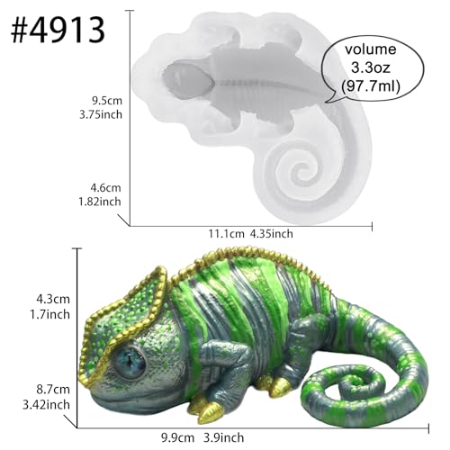 Lizard Resin Silicone Mold Chameleon Animal Epoxy Casting Kit Palm Size - color: Chameleon