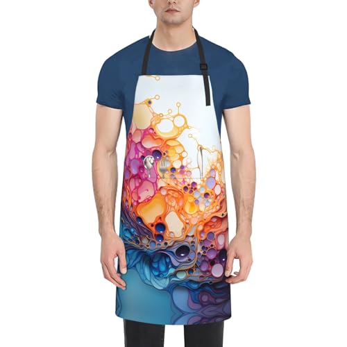 Prancing Brown Horse Heavy Duty Waterproof Apron with Pockets for AdultsResistant Grilling, Gardening, Painting - color: Multicolored Marbling