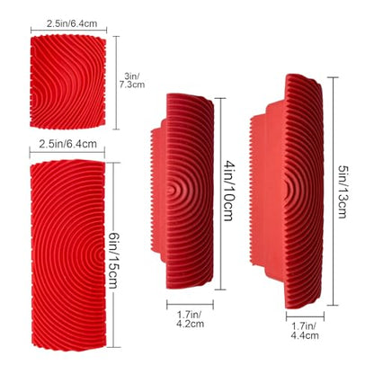 Wood Graining Tool, 4 PCS Wood Grain Tool Set, Rubber Empaistic Wood Texture Painting Tool for DIY Wall Room Art Paint Decoration - size: 4pcs