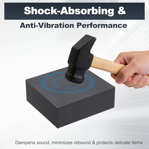 HARFINGTON Rubber Bench Block 2"x2"x0.8" Black Rubber Stamping Block Square Anti Vibration Pads for Jewelry Making Hammering Shaping Chasing Flattening Metals - size: 2"x2"x0.8"