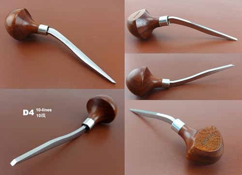 1pc D4 10-lines Printmaking Print Copperplate Woodcut Resin Board Engrave Etching Carving Palm Grip Push Out Multiple Line Gravers Scorpers Burins Knife Tools