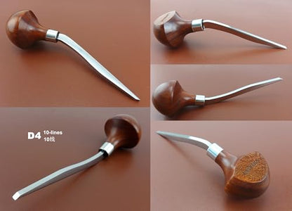 1pc D4 10-lines Printmaking Print Copperplate Woodcut Resin Board Engrave Etching Carving Palm Grip Push Out Multiple Line Gravers Scorpers Burins Knife Tools