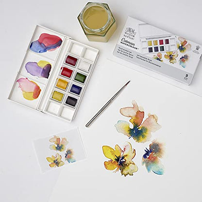 Winsor & Newton Cotman Watercolor Paint Set, 8 Half Pan, Sky Colors w/ Brush - style: 8 Half Pan Sky Colors