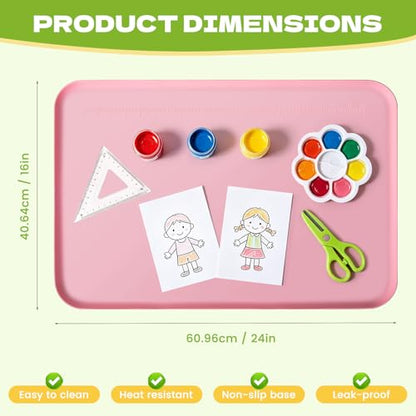 Silicone Art Mat for Crafts, 24"x16" Silicone Painting Mat to Keep Clean Protects Surfaces Perfectly for Crafts, Legos, Resin & Jewelry-Making, DIY Crafts Mat - color: Pink