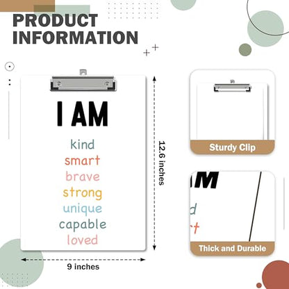 Mental Health Clipboard, Affirmation ClipBoards with Low Profile Clip for Toddler Kids Students, Therapist ClipBoards Suitable for School Office, 13" x 9.4" Size - C07 - style: I Am Kind Smart