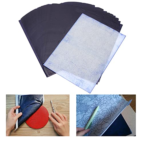 Carbon Paper for Tracing Graphite Transfer Paper - 100 Sheets Blue Graphite Paper 10.03"*14.56" for DIY Woodworking, Paper, Canvas and Other Art Craft Surfaces