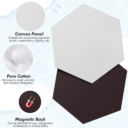 Engrowtic 50 Pcs Magnetic Painting Canvas Panel Mini Canvas Boards for Painting Mini Tile Art for Fridge Locker Art Crafts DIY(3 in,Regular Hexagon) - size: 3 in, style: Regular Hexagon