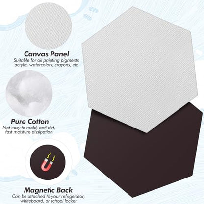 Engrowtic 50 Pcs Magnetic Painting Canvas Panel Mini Canvas Boards for Painting Mini Tile Art for Fridge Locker Art Crafts DIY(3 in,Regular Hexagon) - size: 3 in, style: Regular Hexagon