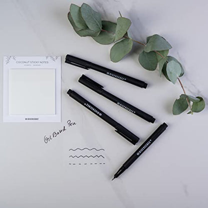 DIVERSEBEE Fine Tip Permanent Pens, 4 Pack Quick Dry Markers, Transparent Sticky Notes Writing Pens, Office School Art Supplies, Black Oil Based Fineliners
