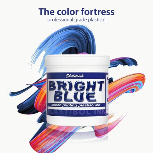 Shaliteink® Screen Printing Plastisol Ink Bright Blue - Highly Opaque Screen Printing Ink for Cotton, Polyester and Other Fabrics (16oz.) - color: Bright Blue, size: 16 fl oz