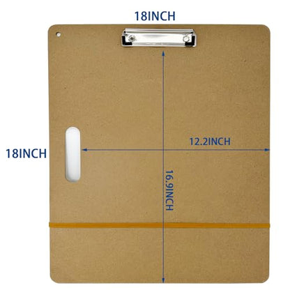 18" x 18" Drawing Board, Artist Sketch Boards with Handle for Drafting Art, Portable Wooden Clipboard for Class or Studio Fit in Artists Tote - size: 18" x 18"