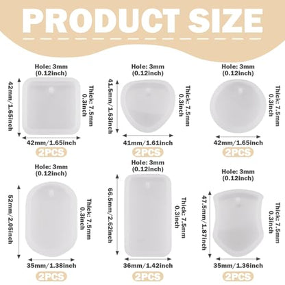 12Pcs Silicone Molds Assorted Shapes Resin Epoxy Molds for Keychain Charms Pendants Handmade Necklace Jewelry Casting Mold for DIY Craft Supplies White 1.61~2.05x1.36~1.65x0.30inch