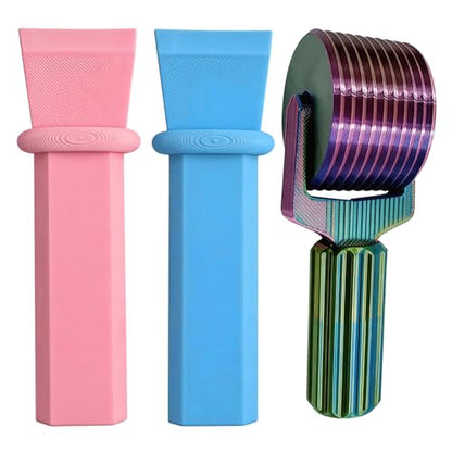 3Pcs Diamond Art Straightening Tool Set,with 1 Gradient Color Diamond Art Roller, Ideal for Craft Enthusiasts and Beginners(Blue and Pink)