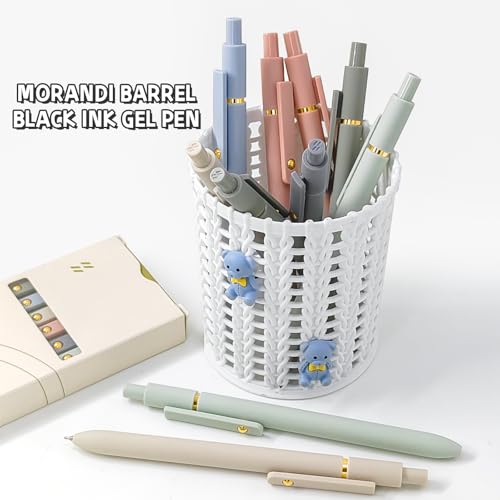 UIXJODO 6 Pcs Gel Pens 0.5mm Quick Dry Black Ink Pens Fine Point Smooth Writing Pens, Cute Office and School Supplies Gifts for Women Teacher Students (6 Pcs Morandi Gold) - color: 6 Pcs Morandi Gold