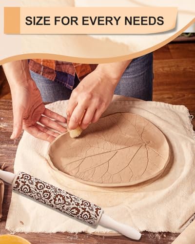 eZAKKA Clay Modeling Pattern Rollers Kit, Wooden Polymer Clay Texture Roller for Pottery, Ceramics & DIY Handcrafts, Style 1 - size: Style 1