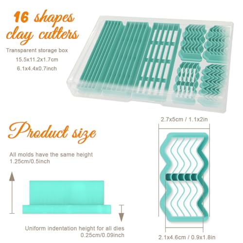 ORIGACH 7 Pcs Stripes Waves Polymer Clay Cutters Set Earring Clay Cutter DIY Craft Supplies for Earring and Jewelry Making - style: Stripes Waves