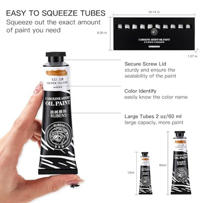 rubens Oil Paints Set 10 Colors with Filbert Paint Brushes Set, 2 OZ Landscape Colors for Canvas, Professional Oil Paint Kits for Artists, Beginners