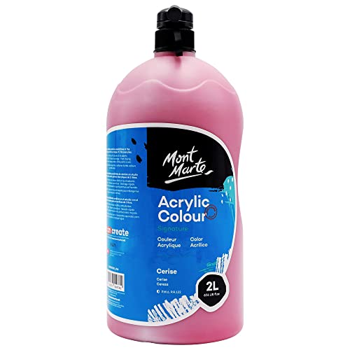 Mont Marte Discovery School Acrylic, Carmine, 1/2 Gallon (2 Liter). Ideal for Students and Artists. Excellent Coverage and Fast Drying. Pump Lid Included. - color: Carmine