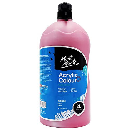 Mont Marte Discovery School Acrylic, Carmine, 1/2 Gallon (2 Liter). Ideal for Students and Artists. Excellent Coverage and Fast Drying. Pump Lid Included. - color: Carmine