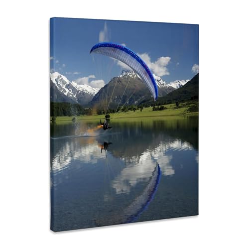 3dRose Paramotor, extreme sport, Diamond Lake, New Zealand-AU02 DWA4633 - David Wall Museum Grade Canvas Wrap 11x14 - size: 11"L x 14"W