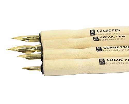 Comic Dip Pen Set, 4 Wooden Pen Handler Artist Cartoon Pen Set Calligraphy Dip Pens With 8 Nibs - Great for Manga/Comic/Calligraphy/Word Art/Pen-and-Ink Drawing