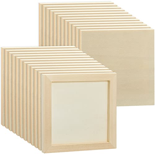 Kathfly 24 Pcs 6x6'' Wood Panel Boards, Unfinished Wood Canvas Panels for Painting Crafts DIY Drawing Pouring Art Projects - size: 6 x 6 Inch