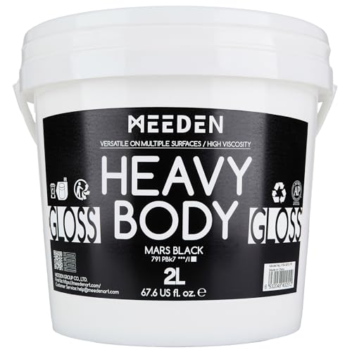 MEEDEN Mars Black Acrylic Paint: 2L/67.64oz Heavy Body Gloss Art Paint - 0.528 Gallon Bulk Thick Black Paints for Canvas Crafts Furniture Painting - color: Intense Black - 2L
