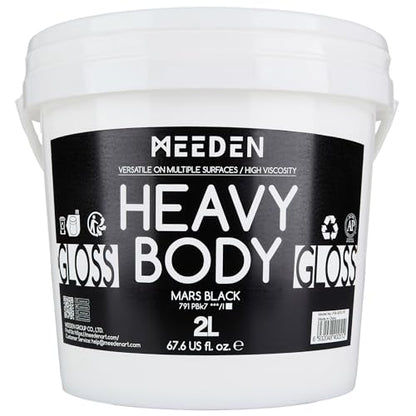 MEEDEN Mars Black Acrylic Paint: 2L/67.64oz Heavy Body Gloss Art Paint - 0.528 Gallon Bulk Thick Black Paints for Canvas Crafts Furniture Painting - color: Intense Black - 2L