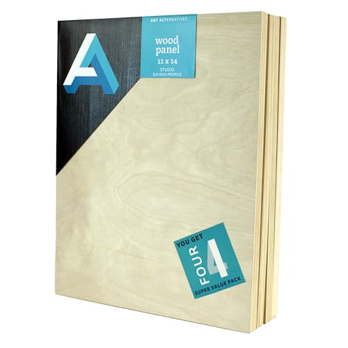Art Alternatives Classic Wood Panel Value Pack, Studio, .75" Profile, 11" x 14", 4/Pkg.