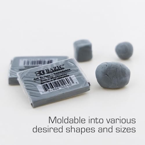 BAZIC Products Kneaded Art Eraser, Moldable, for Drawing & Charcoal | Soft gray kneaded art eraser; molds in your hand to lift pencil; pastel without crumbs; artists - size: 1-Pack