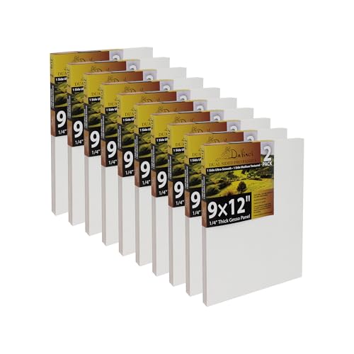 Jerry's Artarama Da Vinci Dual Sided Pro Panel Board - 20-Pack, 9x12 6mm Deep Panels for Painting - Archival, Acid-Free Art Supplies - Ultra-Smooth & Medium Textured Paint Surfaces - size: 9x12"