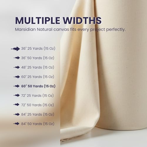 Natural Cotton Canvas 15 Oz (#10 Duck), 60 Width X 50 Yard Length roll Fabric for Artist Canvas, Aprons, Tote Bags and Teepees - size: Duck #10-60" -50