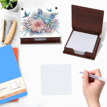 Diamond Painting Kit memo Box, Diamonds Art DIY Flower and Butterfly Patterns Sticky Note Box Special Shape Drill, with 160 Sticky Note, Ideal for Home Office Supplies, Handicrafts, Holiday Gifts - color: Flower and Butterfly
